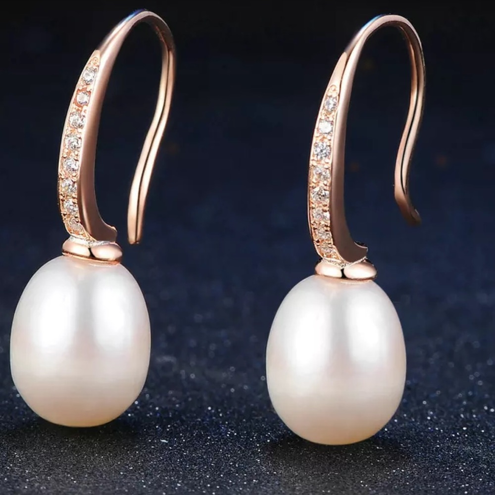 Natural Freshwater 18k Rose Gold Plated Earrings
